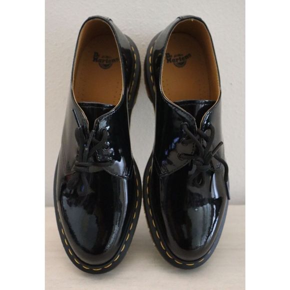 Dr. Martens Model 10084 Women’s Sz 11 Air Wair Black Patent Leather Oxfords $140 - Picture 7 of 9